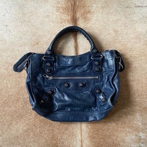 BALENCIAGA - blue motorcycle bag